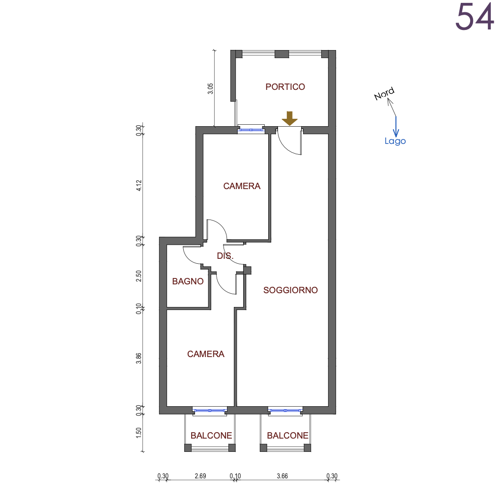 Trilocale in residence fronte lago