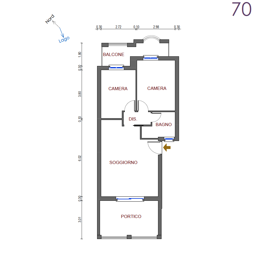 Trilocale mansardato in prestigioso residence vicino al lago